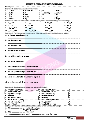 Bài tập Tiếng Anh Lớp 3 - Unit 7 Thats my school